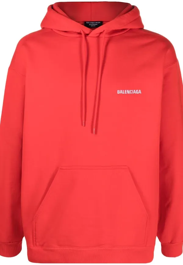 Balenciaga hoodie med dragsko - Röd