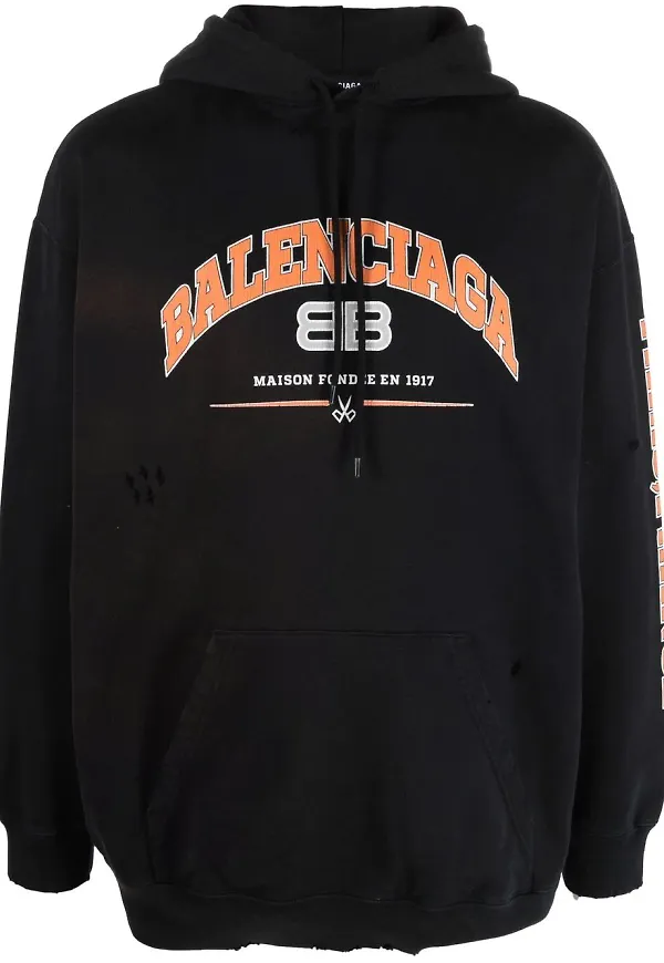 Balenciaga hoodie med logotyp - Svart