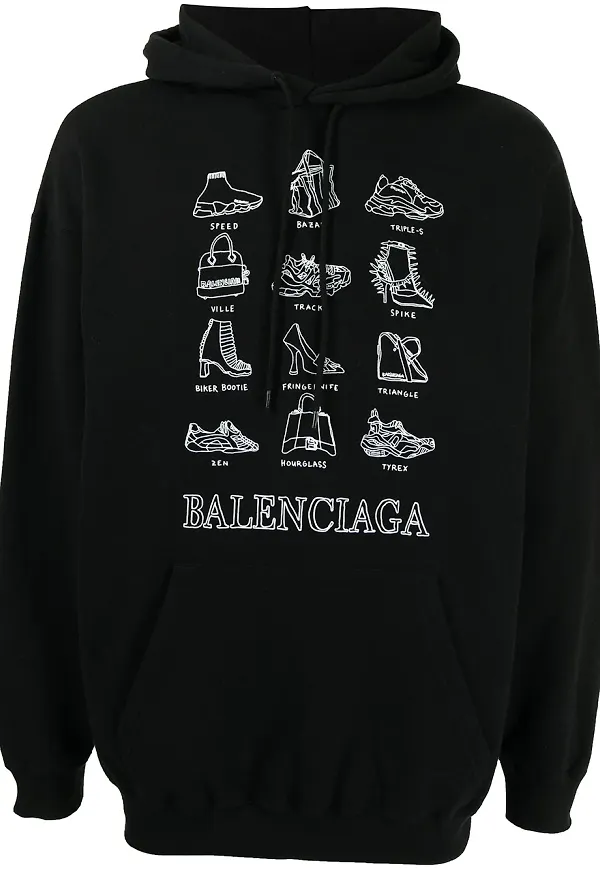 Balenciaga hoodie med logotyp - Svart