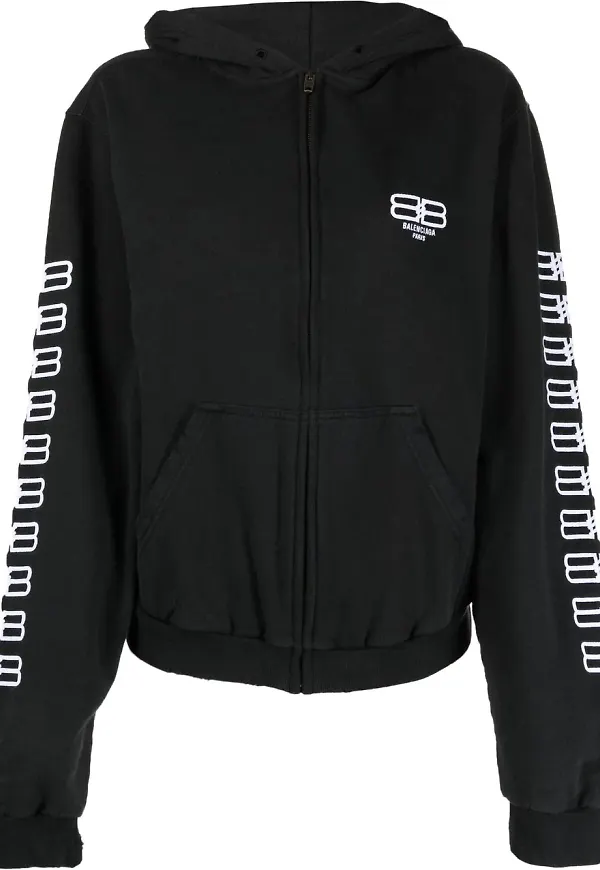 Balenciaga hoodie med logotyp - Svart