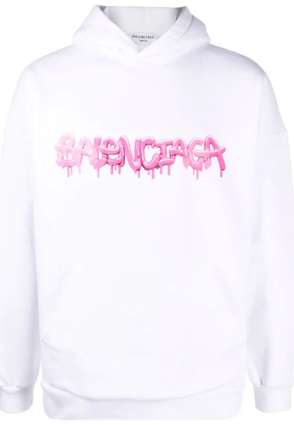 Balenciaga hoodie med logotyp - Vit