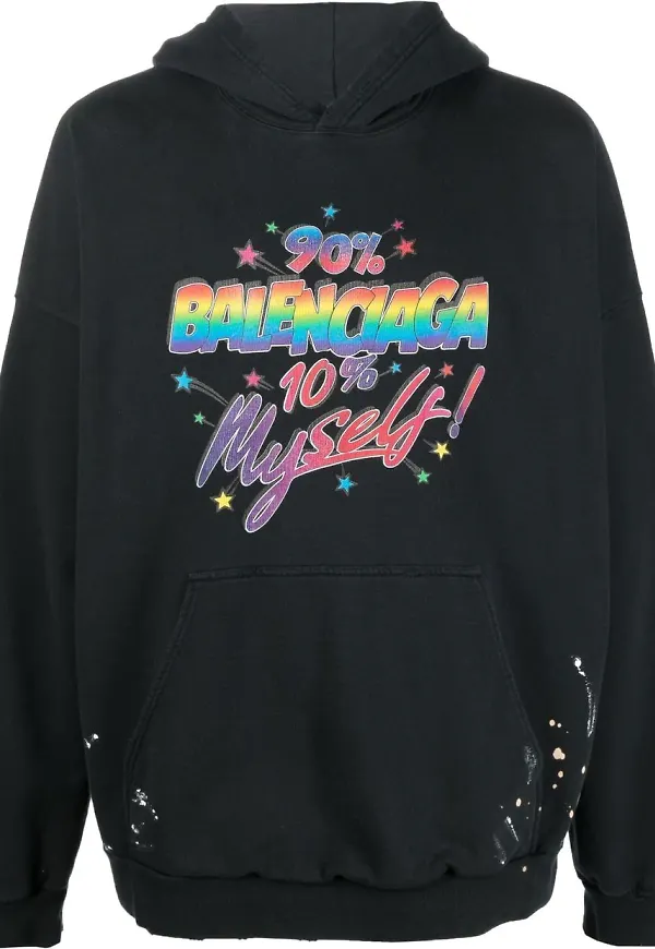 Balenciaga hoodie med slogan - Svart