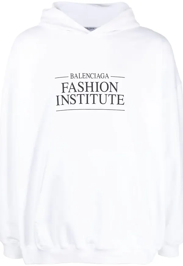 Balenciaga hoodie med slogan - Vit