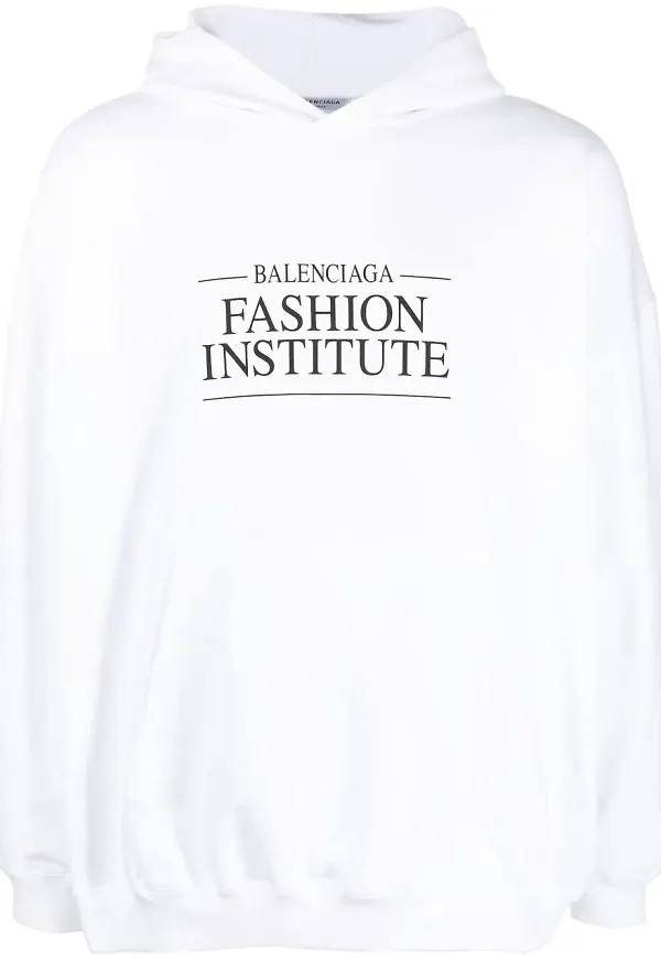 Balenciaga hoodie med slogan - Vit
