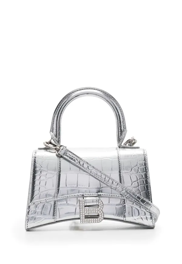 Balenciaga Hourglass liten väska - Silverfärgad
