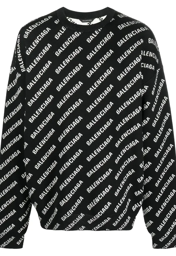 Balenciaga intarsiastickad tröja - Svart