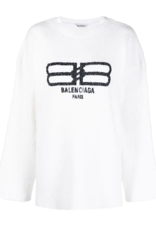 Balenciaga intarsiastickad tröja - Vit