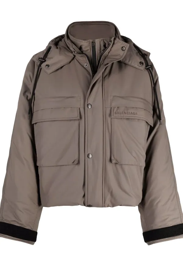 Balenciaga jacka med huva i oversize-modell - Brun