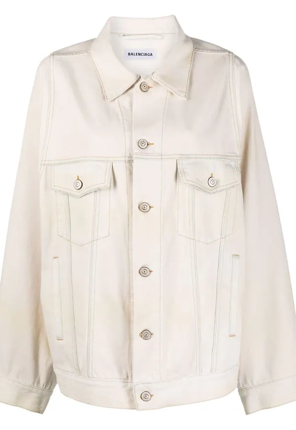 Balenciaga jeansjacka med låg axel - Neutral