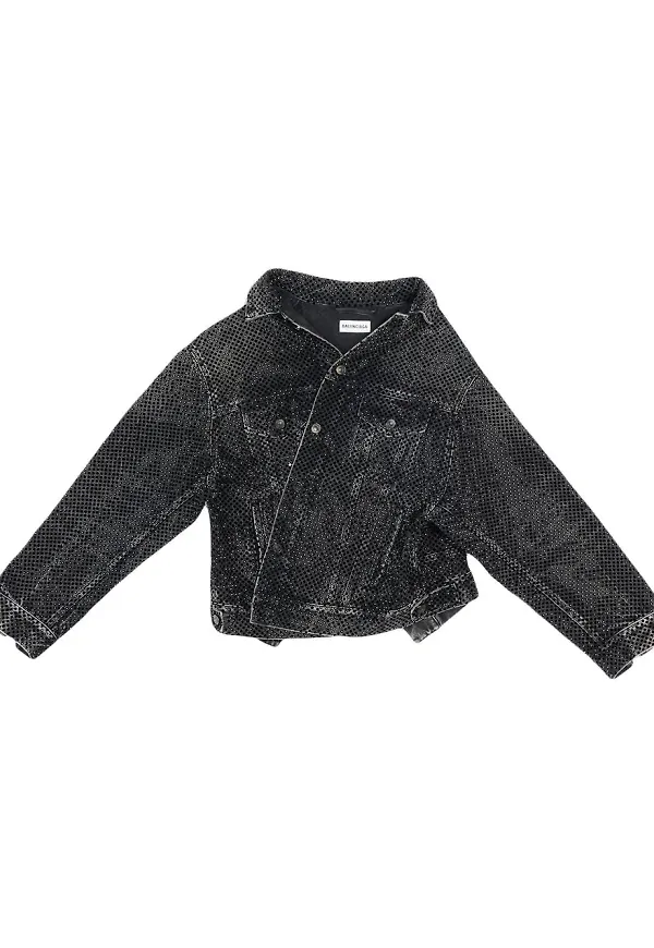 Balenciaga jeansjacka med strass - Svart