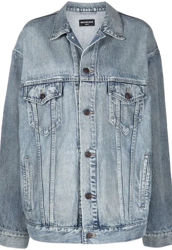 Balenciaga jeansjacka med tvättad effekt - Blå