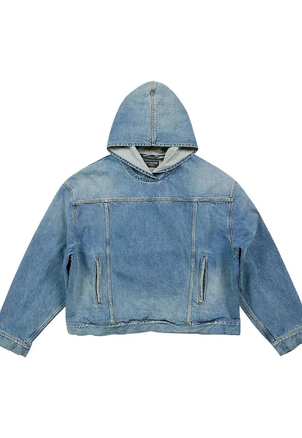 Balenciaga jeansjacka med tvättad effekt - Blå