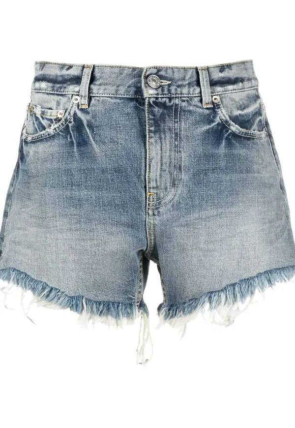 Balenciaga jeansshorts med franskant - Blå
