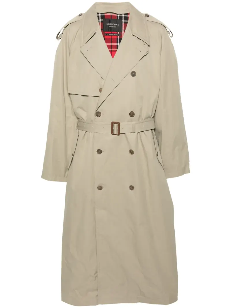 Balenciaga lång trenchcoat med bälte - Neutral