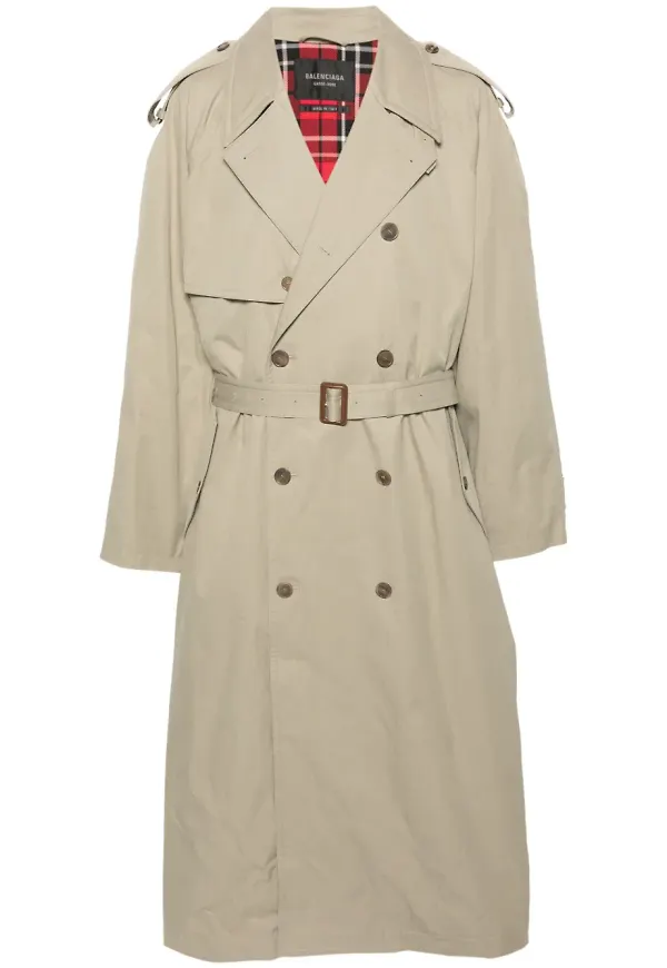 Balenciaga lång trenchcoat med bälte - Neutral