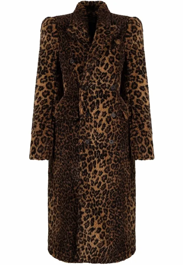 Balenciaga leopardmönstrad skräddad kappa - Brun