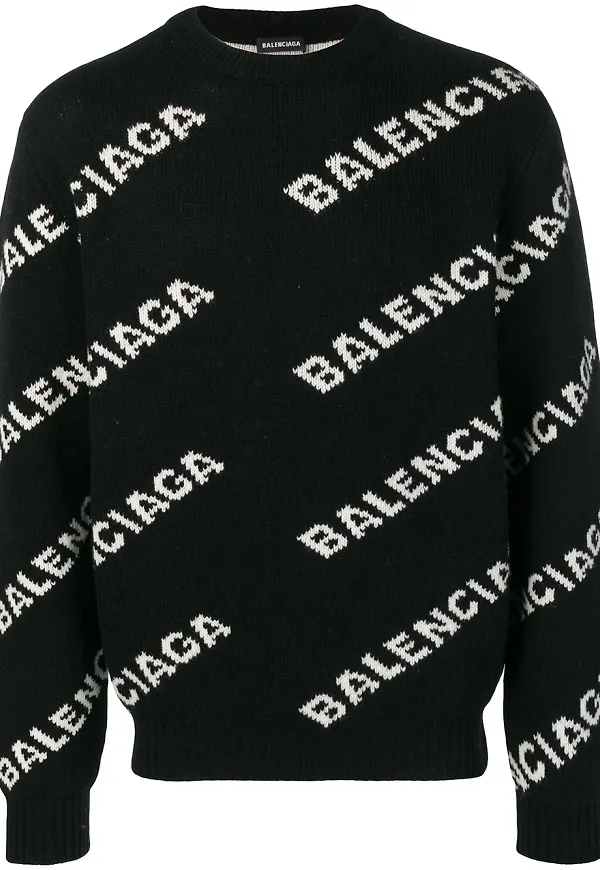 Balenciaga logotypmönstrad tröja - Svart