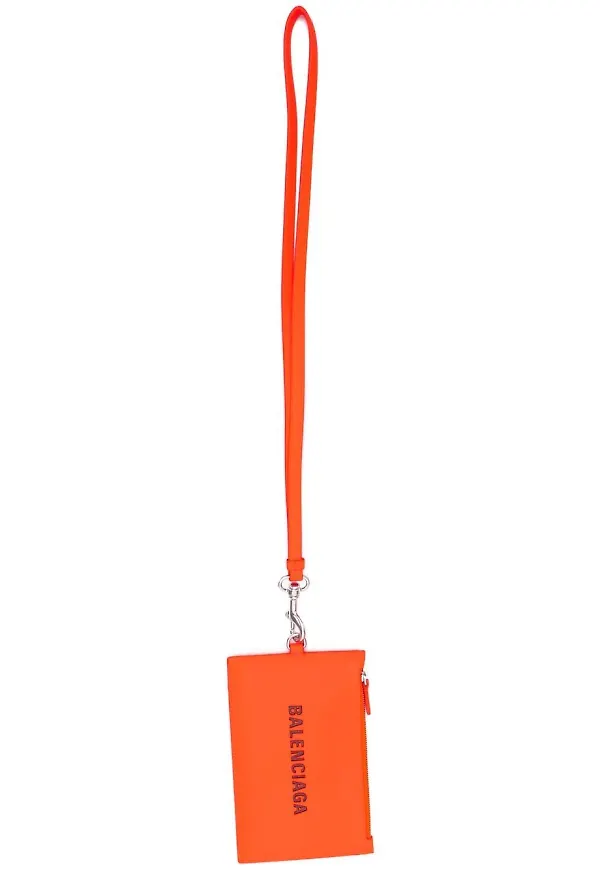Balenciaga läderfodral med rem - Orange
