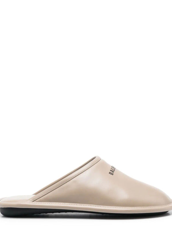 Balenciaga lädertofflor med logotyp - Neutral