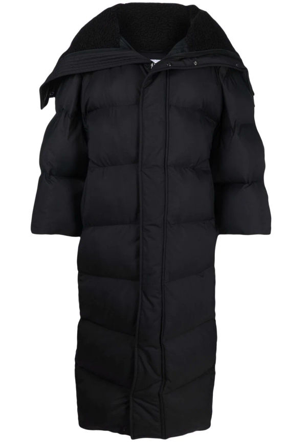 Balenciaga lång puffkappa med huva - Svart