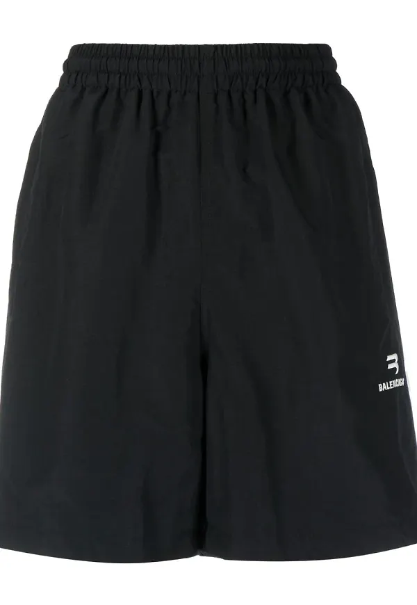 Balenciaga mjukisshorts med broderad logotyp - Svart