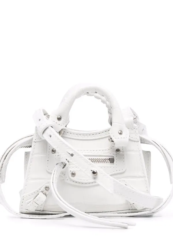 Balenciaga Neo Classic liten läderväska - Vit