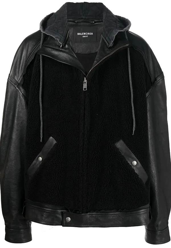 Balenciaga omarbetad jacka med huva - Svart