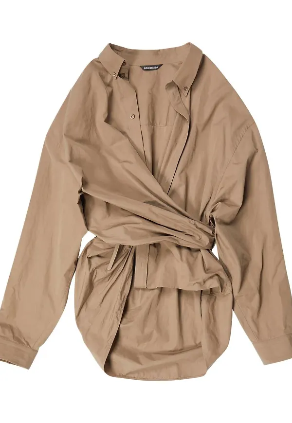 Balenciaga omlottskjorta i bomull - Neutral