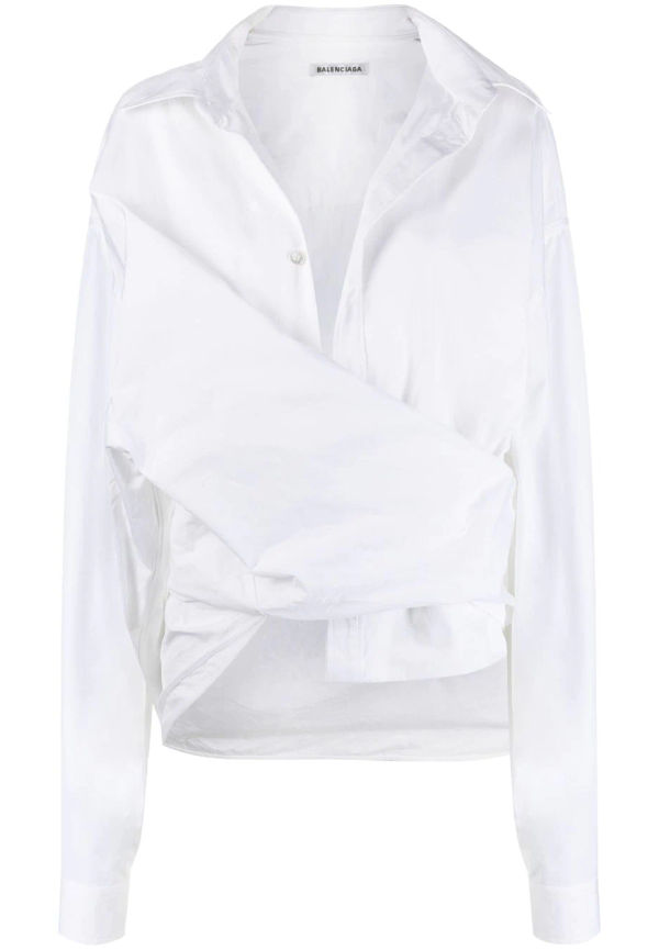 Balenciaga omlottskjorta i oversize-modell - Vit