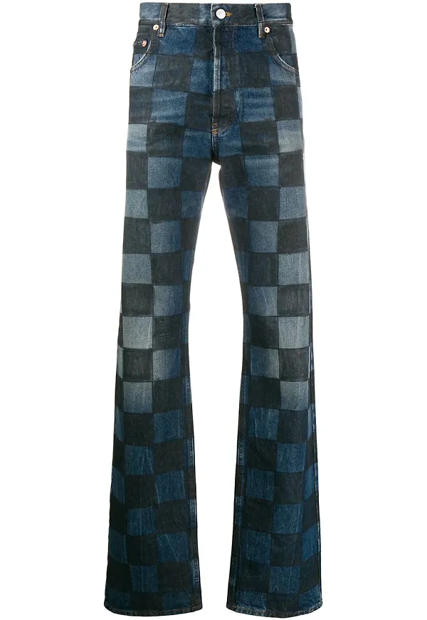 Balenciaga Paris rutiga jeans - Blå