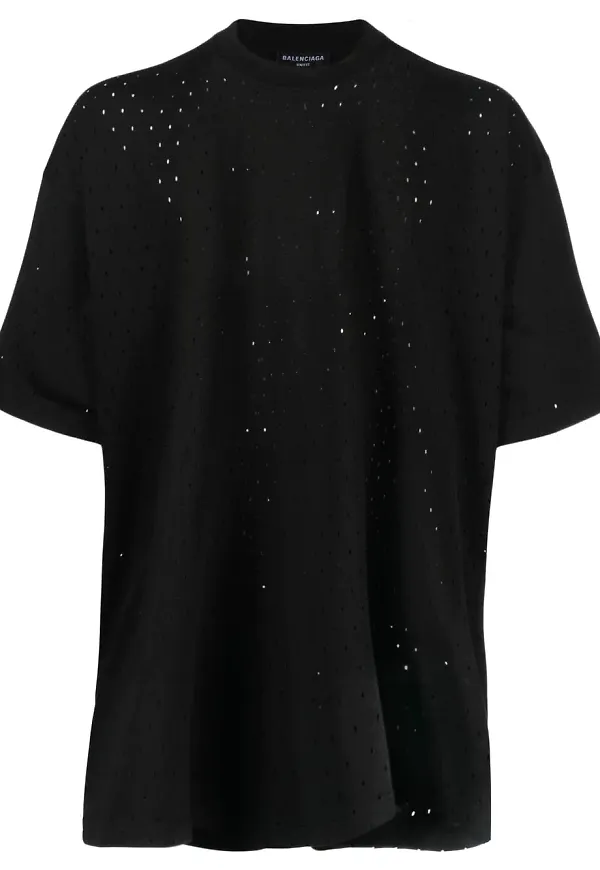 Balenciaga perforerad t-shirt i oversize-modell - Svart