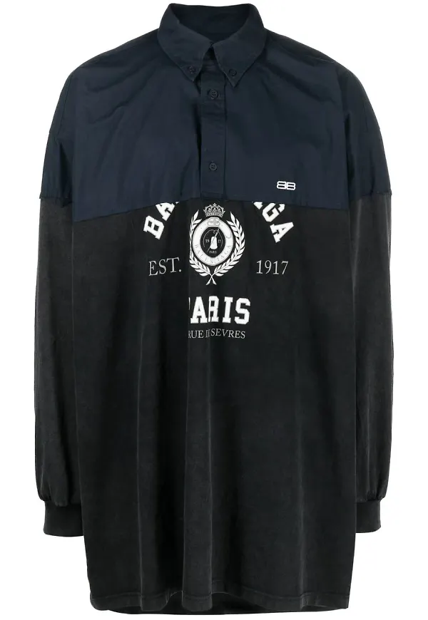 Balenciaga pikétröja med panel - Grå