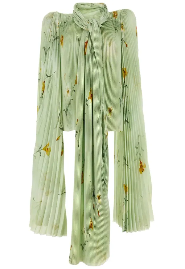 Balenciaga plisserad blommig blus - Grön