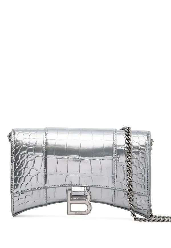 Balenciaga plånbok med krokodileffekt - Silverfärgad