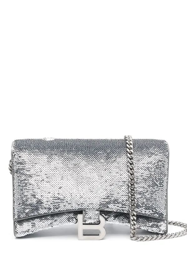 Balenciaga plånbok med paljettdetalj - Silverfärgad