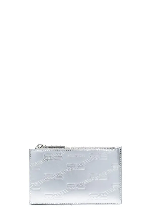 Balenciaga plånbok med präglat monogram - Silverfärgad