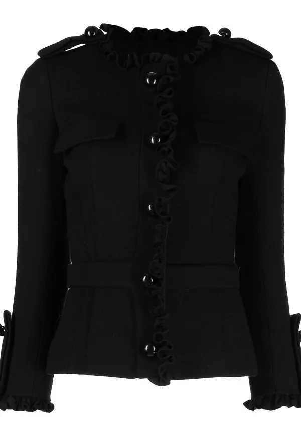 Balenciaga Pre-Owned enkelknäppt jacka med volangkant från 2006-2007 - Svart