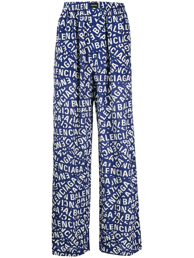 Balenciaga pyjamasbyxor med logotyp - Blå
