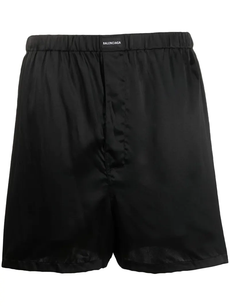 Balenciaga pyjamasshorts med logotypmärke - Svart