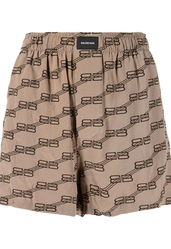 Balenciaga pyjamasshorts med monogram - Brun