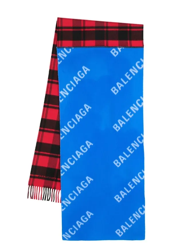 Balenciaga rutig halsduk med logotyp - Röd