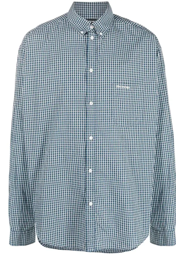 Balenciaga rutig långärmad skjorta - Blå