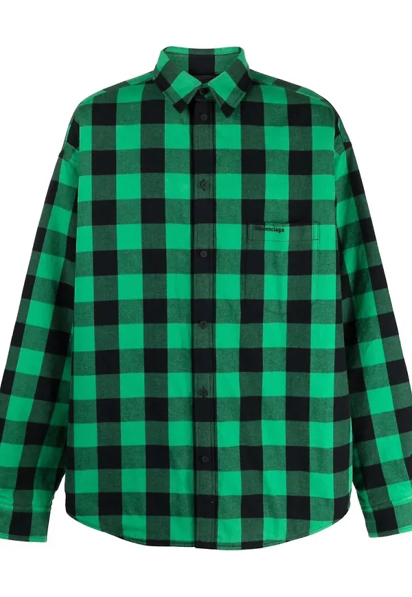 Balenciaga rutig skjorta - Grön