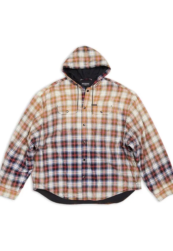 Balenciaga rutig skjortjacka med blekt effekt - Neutral