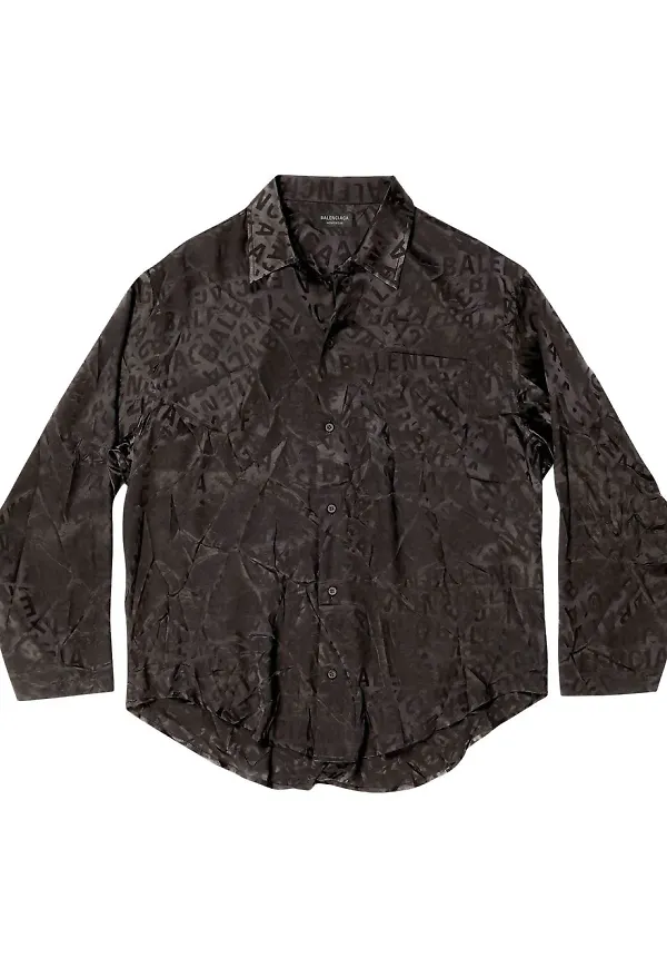 Balenciaga sidenskjorta med tryck - Svart