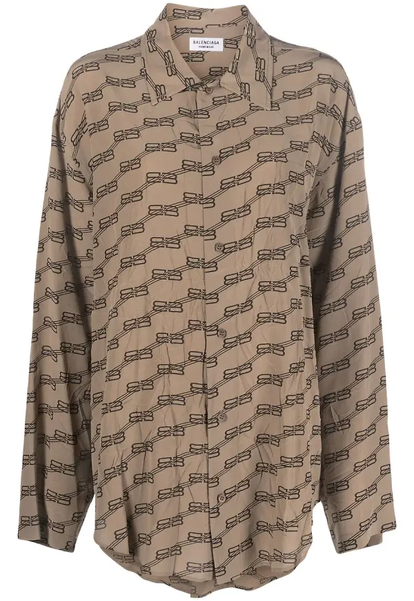 Balenciaga skjorta med monogram - Brun