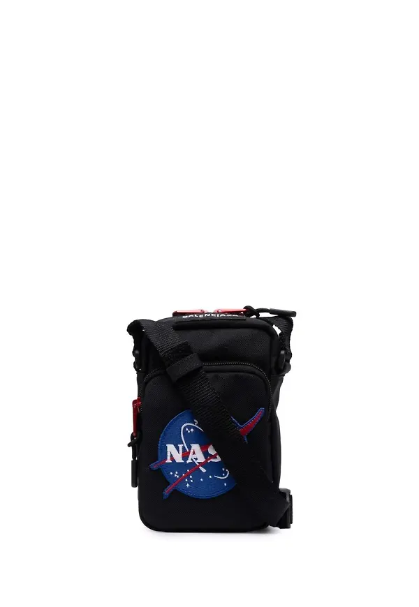 Balenciaga Space mobilfodral med axelremsväska - Svart