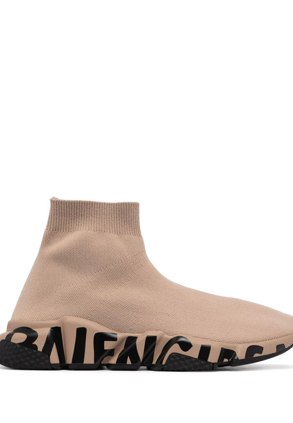Balenciaga Speed sneakers med graffitimönstrad sula - Brun
