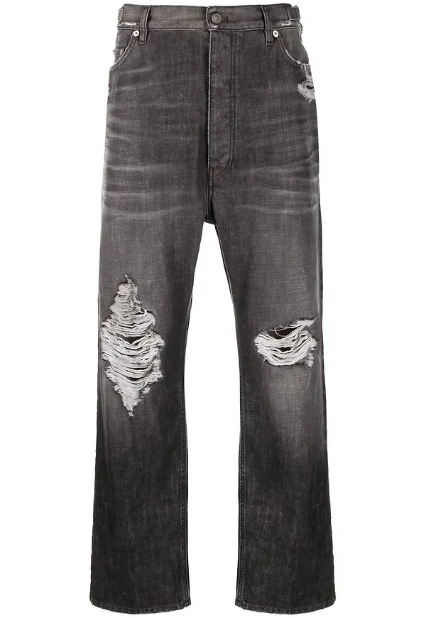 Balenciaga straight-jeans med slitning - Svart