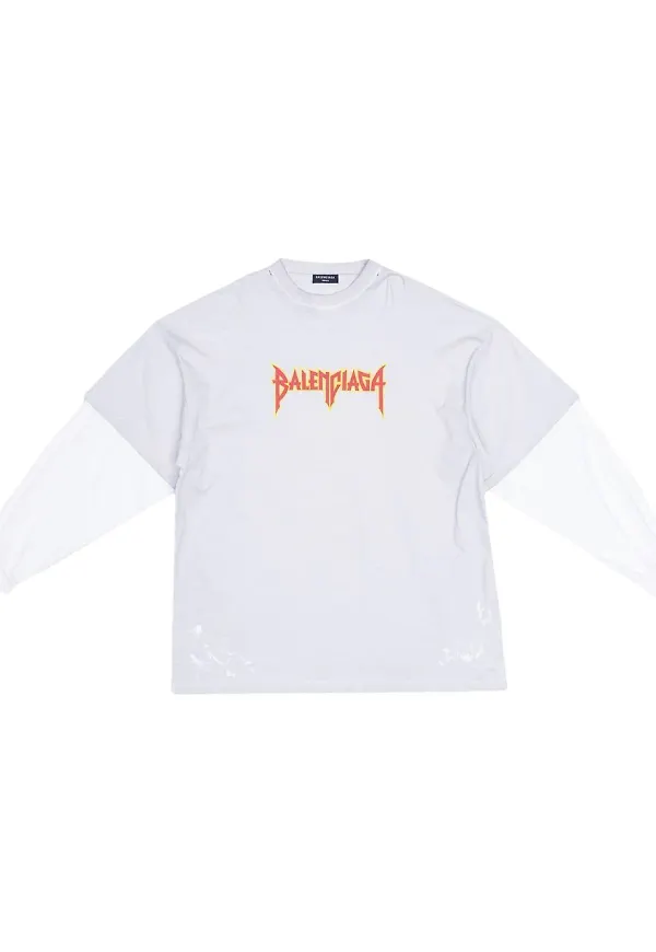 Balenciaga t-shirt med dubbel ärm - Vit